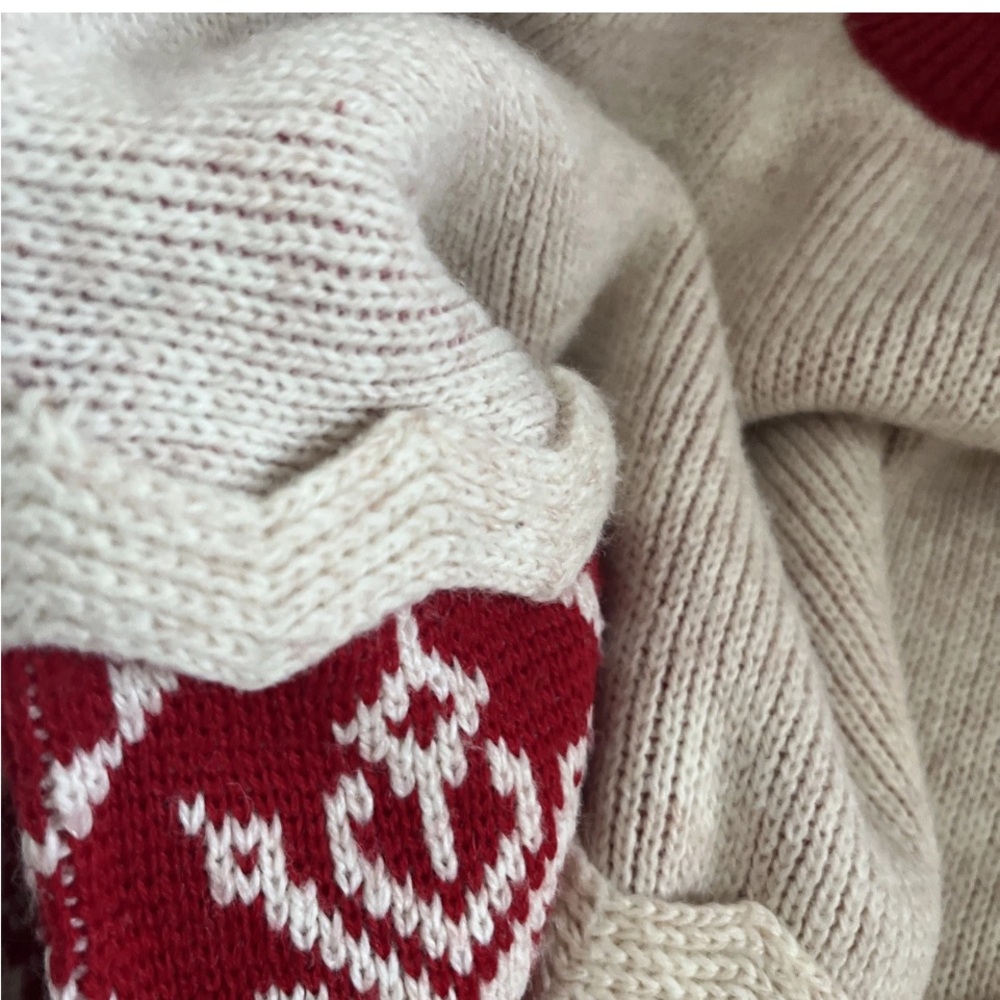 Vintage Red and Cream Nordic/Holiday Patterned Sweater,Esprit,Cropped, Sz Small - Picture 10 of 11